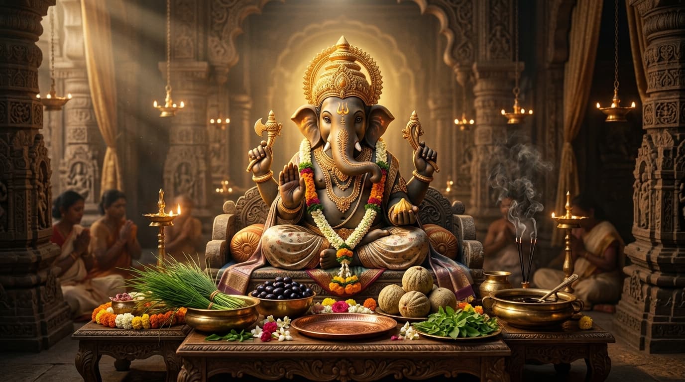 Lord Ganesha and Sacred Ayurvedic Offerings