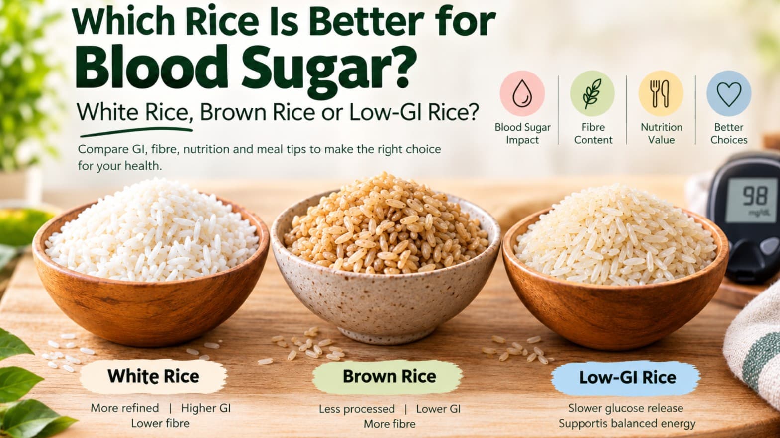 Which Rice Is Better for Blood Sugar: White Rice, Brown Rice or Low-GI Rice?
