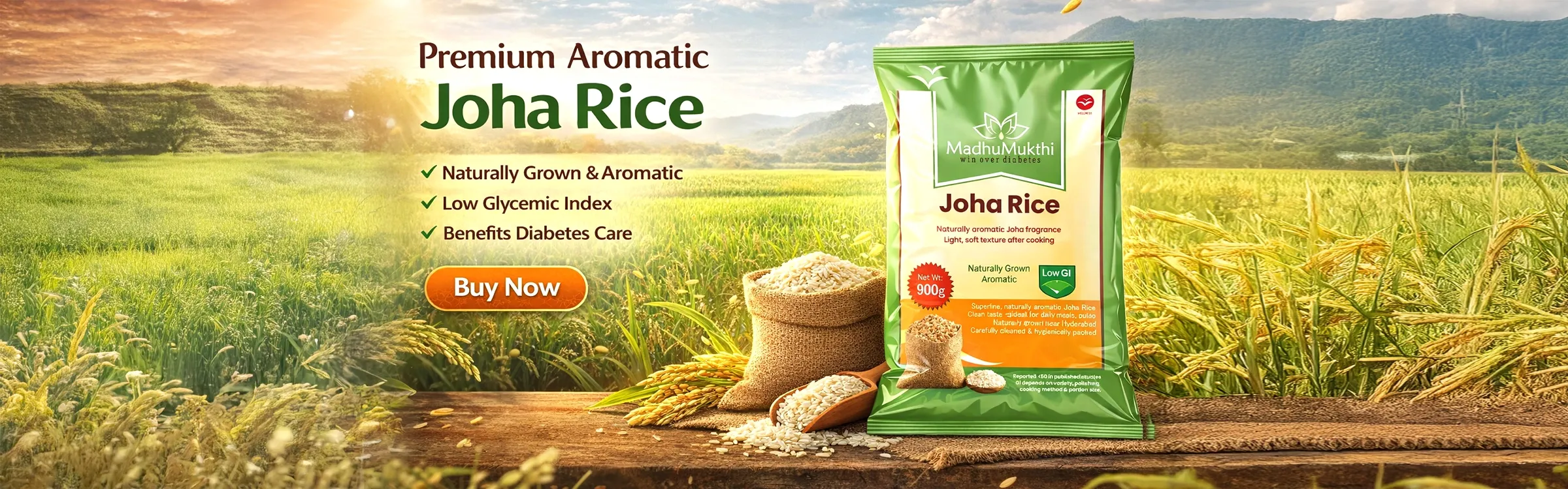 Madhumukthi Low GI Joha Rice - Blood Sugar Friendly Daily Staple