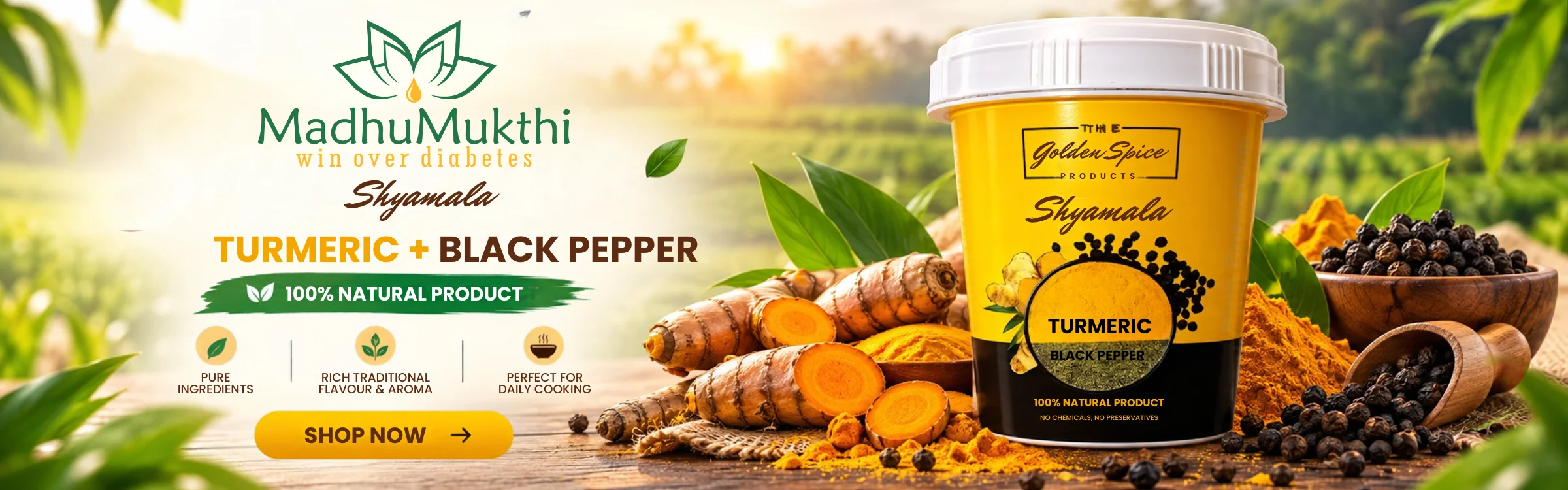 Madhumukthi Shyamala Turmeric and Black Pepper - 100% Natural Spice for Daily Wellness