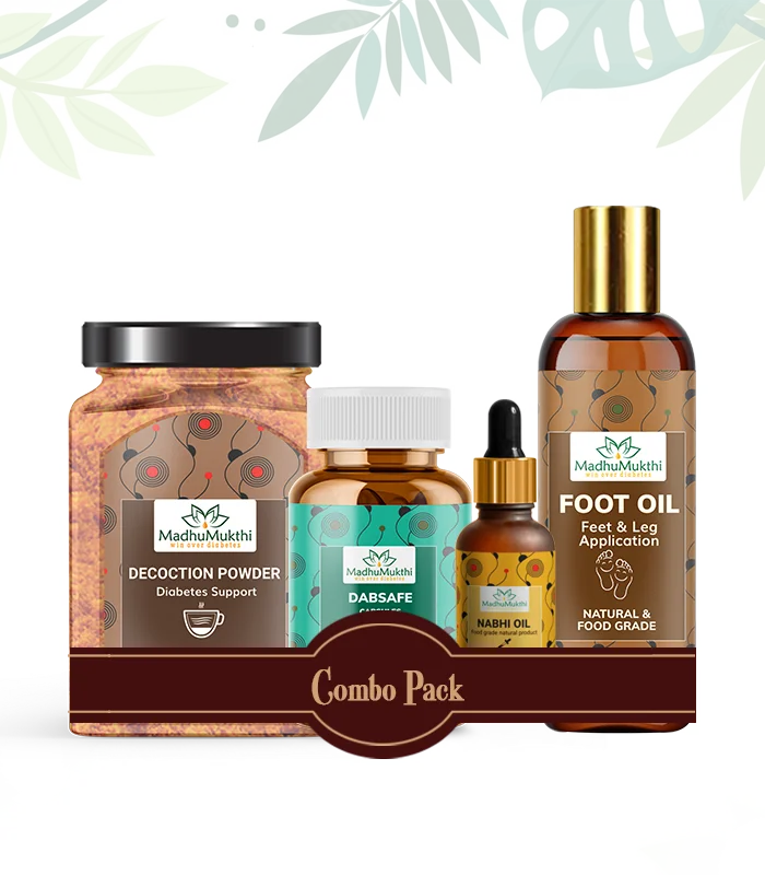 Decoction powder, Dabsafe capsules, nabhi oil and foot oil